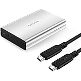 Nekteck Aluminum USB C Hard Drive Enclosure SATA HDD/SSD Adapter Case with USB Type C to C Gen 2 Cable Tool Free Hard Disk Enclosure - Silver 3.5 Inch