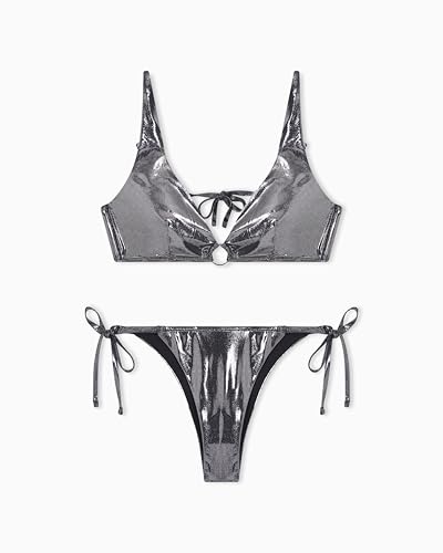 Bikini brasileño Under The Sea Triángulo para mujer, color negro, talla L