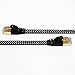 Tera Grand - 3FT - CAT7 10 Gigabit Ethernet Ultra Flat Patch Cable for Modem Router LAN Network - Braided Jacket, Gold Plated Shielded RJ45 Connectors, Faster Than CAT6a CAT6 CAT5e, Black & White