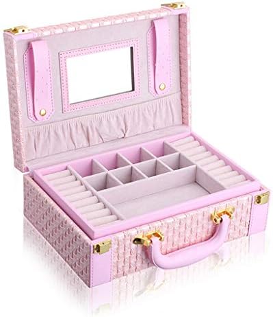 AJZXHE Storage box, jewelry storage box, multi-function portable leather storage box (Color : PINK)