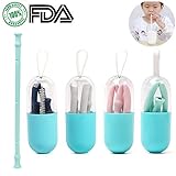 Reusable Collapsible Straws-RUCACIO Folding Drinking Straws Medical-Grade Food-Grade Reusable Drinking Straws Portable Straw with Hard Case Cleaning Brush (1 piece)