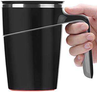 YYY Suction Coffee Tea Cups, Double Wall Insulated Stainless Steel Cup Vacuum Insulated Mug, Fall Over Prevention Spill Proof Cup With Handle, GOOD for Christmas &amp; Birthday GIFT 15Oz (Black)
