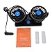 Taotuo 12V Electric Car Fan 360 Degree Rotatable 2 Speed Dual Head Car Auto Cooling Air Circulator Fan for Van SUV RV Boat Auto Vehicles Golf