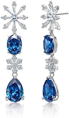 MIYUMIRO Women's Royal Flora Drop Earrings - Royal Blue Collection