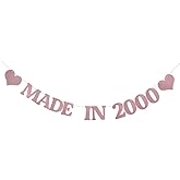 SLZHEE DONGLYJL Rose Gold Made in 2000 Banner,Pre-Strung,Funny 24th Birthday Party Decorations,Made In 2000