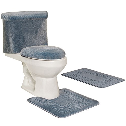 Bathroom Scroll Rug Set - 5pc Blue, Blue - Thumbnail 4