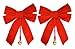 Set of 2 Large Red Velvet Christmas Bows with Dangling Metal Bell - Measures - 10