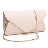 Womens Faux Leather Envelope Clutch Bag Evening Handbag Shouder Bag Wristlet Purse With Chain Strap.