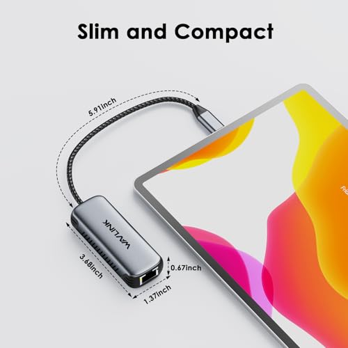 WAVLINK USB C to Ethernet Adapter with 95W PD, Gigabit 5Gbps Ethernet to USB C RJ45 Adapter Compatible with Laptop, Win 10/11, Mac OS 11 or later, Linux.