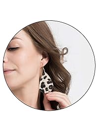 Pendientes de piel sintética ligera, diseño de lágrima, hechos a mano, estampado de leopardo, para mujeres y niñas, 4 pares