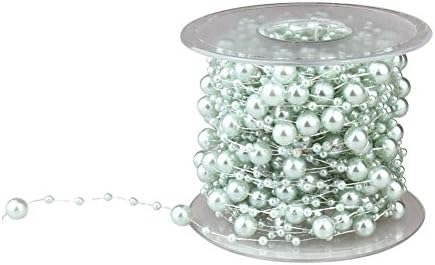 Fowod Pearl Beads Garland / Pearl String / Beaded Wire, 8 mm and 3 mm Mixed, 50 Feet Roll, Blue