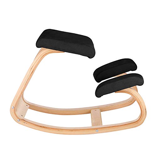 Happybuy Bentwood Ergonomic Kneeling Chair Office Home Black Comfortable Relieve Fatigue Kneeling Chair for Body Shaping Desk Computer Kneeling Chair Stool (Black)