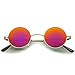 zeroUV Small Retro Lennon Inspired Style Colored Mirror Lens Round Metal Sunglasses 41mm (Gold/Magenta Mirror)