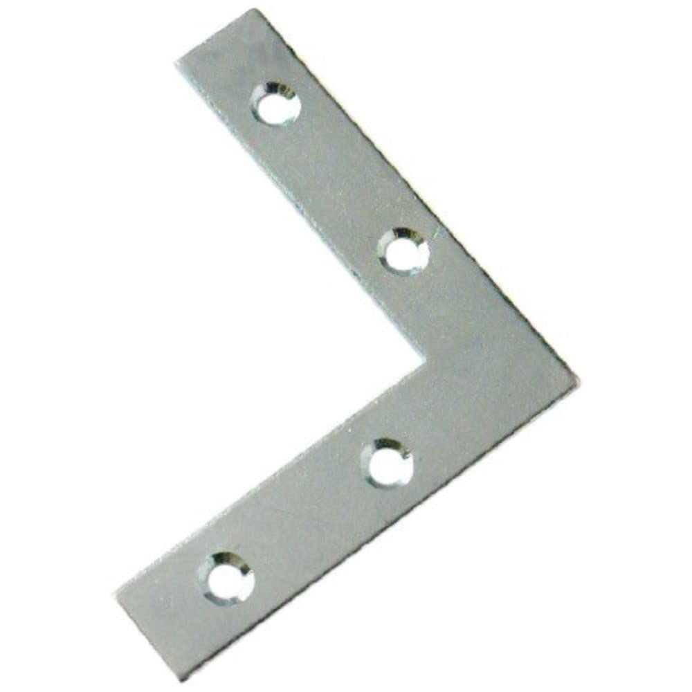 Merriway BH00054 (15 Pcs) Flat Corner Repair Brackets Braces Plates BZP, 50 mm (2 inch) - Pack of 15 Pieces