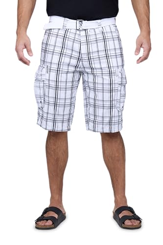 RAW X Mens Belted Cargo Shorts, Relaxed Fit Casual Knee Length Cargo Shorts for…