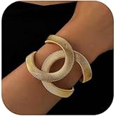 MOEEIJEW Chunky Cuff Bracelets for Women Wide Gold/Silver Cuffs Bangle Hollow Out Adjustable Bracelets Punk Vintage Jewelry