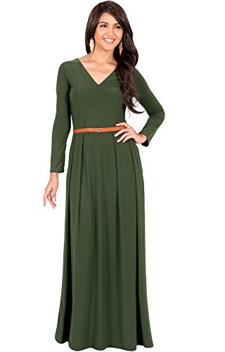 KOH KOH Womens Long Sleeve V-Neck Formal Fall Cocktail Evening Gown Elegant...