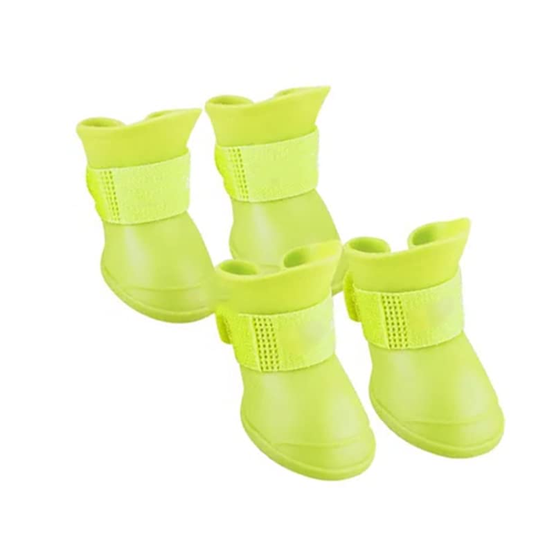 Photo 1 of Ejoyous Dog Boots, Cute Design Dog Silicone Boots, Skidproof Soft Dog Silicone Rainshoes for Puppy Teddy Pomeranian Bichon (Yellow S)