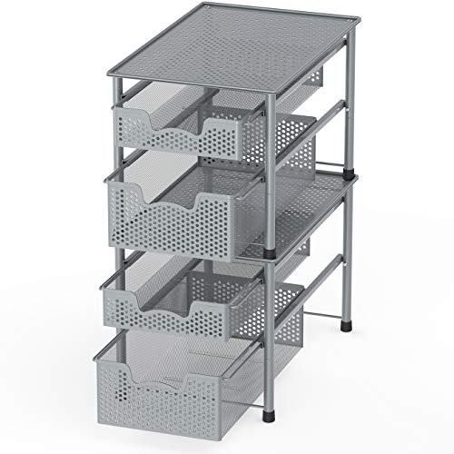 Simple Houseware Stackable 2 Tier Sliding Basket Organizer Drawer