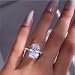 Haluoo White Opal Ring, S925 Sterling Silver Oval Lab Created White Opal Engagement Wedding Band Halo Enternity Band Cubic Zirconia Statement Anniversary Promise Ring for Women Ladies (7, Silver)thumb 3