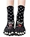 Urban CoCo Women Toe Socks Funky Finger Socks Lucky Cat Toes Socks (black)