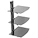 Mount Factory - Adjustable Wall Mount/Glass Floating AV DVD Component Shelf - 3 Tier - Black