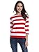 MsBasic Women's 3/4 Sleeve Boat Neck Striped Relax Fit Tee Shirts (Small, MS6310-2)Red/White