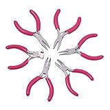 Pandahall 6-Piece Ergonomic Beading Tool Kit Jewelry Pliers Carbon-Hardened Steel Economical Tool Sets Beading Cutting Wrapping Joint Pliers Round Nose Flat Nose Bent Nose Pliers for Beginners Hotpink
