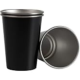 WINDAWNKE 3 Pack 12oz Stainless Steel Cup, Black Stackable Pint Cups for Travel Camping Outdoors