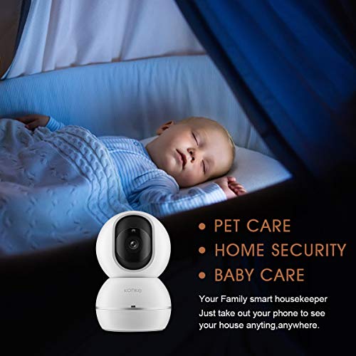 konke Wireless IP Camera, Konke 1080P HD WiFi Smart Home PTZ Security Camera with Cloud Storage, Two-Way Audio, Motion Detection, Night Vision, White