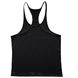 YAKER Bodybuilding Stringer Gym Tank Top Singlet Racerback Black Large