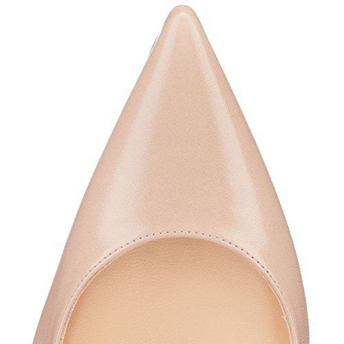 Sammitop Women's Sexy Pointed Toe High Heel Slip On Stiletto Pumps Large Size Basic Shoes Nude US7 - Thumbnail 3