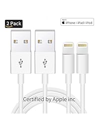 By Max - Cable Lightning a USB para Apple iPhone X 8 7 6s 6 plus 5s 5c SE, iPad Pro Air Mini, iPod Touch (3.3 ft), color blanco