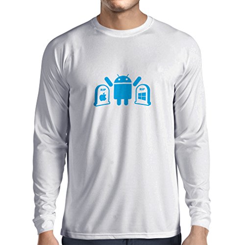 Long Sleeve t Shirt Men The Winner is Android - Funny Gag Gifts, tech Gadgets Fan (Small White Blue) - Thumbnail 2