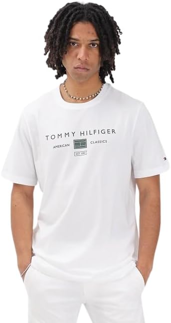 Uomo T-Shirt Maniche Corte Brand Love Mono Stack in Cotone, Bianco (White), XS