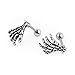 SQDeal 16g Lip Stud Punk Labret Monroe Cartilage Skeleton Hand Earring Piercing Ring Bar (Sliver, 1 Pair)