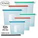 JSD 6 Pack Reusable Silicone Food Storage Bags | Leak Proof | Air Tight Seal | Food Saver | Eco-Friendly Food Preservation Bags | Works Great For Heating | Steaming | Freezing | 2 FREE EXTRA SEALERS