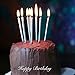 WEEPA 24 Count Birthday Candles Long Thin Cake Candles Metallic Birthday Candles in Holder for Birthday Cake Wedding Cake Silver