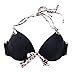 MissTalk Women's Push up Padded Halter Bikini Sets Bikini Top Bottom(Black and Leopard Strap S)