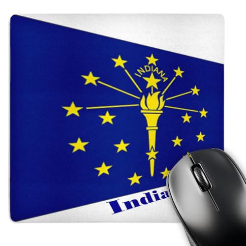 3D Rose "Print of Indiana Flag in Contemporary" Matte Finish Mouse Pad - 8 x 8"…