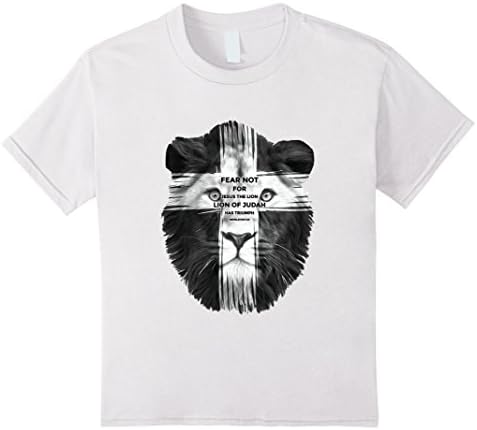 Kids Christian T-Shirt | Lion Cross, Fear Not! 12 White