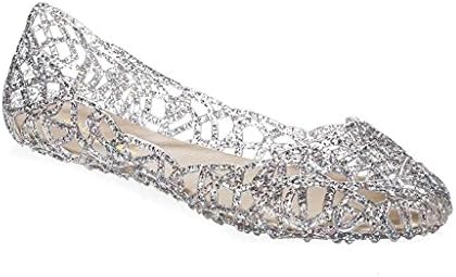 ReVeaL Women's Jelly Ballet Flats (Silver 9)