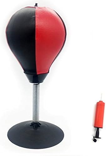 Linkin Sport Desktop Punching Boxing Ball Bag Desktop Punching Ball Stress Buster Ball For Relieves Stresses Adults Kids Home Exercises (Black/Red-EP Package)