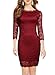 WOOSEA Elegant 3/4 Sleeve Full Flroal Lace Short Cocktail Dress (Medium, Burgundy)