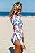 Aleumdr Womens Zip Front Floral Printed Long Sleeve One Piece Swimsuit Rash Guard Swimwear Color Blocked Large Size Multicoloured 1