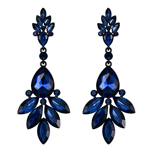 EVER FAITH Women's Dangle Earrings Water Drop Shape Rhinestone Crystal Wedding Drop Earrings
