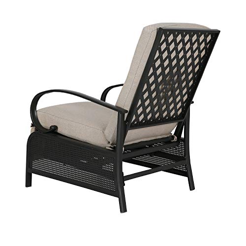 Ulax Furniture Patio Recliner Chair Automatic Adjustable Back Outdoor Lounge Chair with 100% Olefin Cushion (Sailcloth Beige)