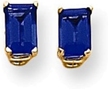 14k 6x4mm Emerald Cut Sapphire earring