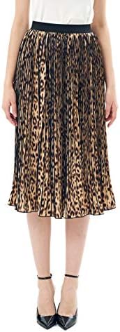Charis Allure Women's Leopard Chiffon A-Line Pleated Midi Skirt