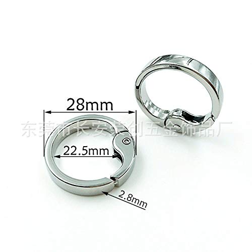 JCBIZ 6pcs 28mm Round Spring Snap Hooks Clip DIY Accessories for Handbag Purse Shoulder Strap Key Chains Buckle Alloy Circle Round Carabiner Metal Spring Key Ring Silver